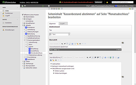Bearbeitung des zweiten Arbeitsschrittes eines Ablaufes